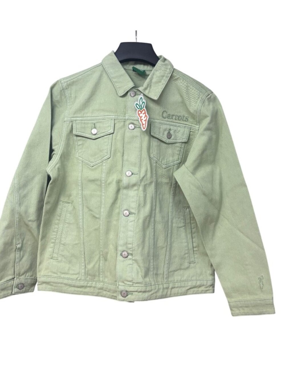 The Carrots by Anwar Carrots Men’s Wordmark Denim Jacket in Sage Green, Sz. S